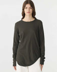 Bassike Regular Scoop Hem Long Sleeve T Shirt Slate Grey