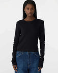 Bassike Slim Fit Rib Long Sleeve Baby T Shirt Black