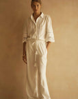 Aur Ocea Bianca Lace Trim Straight Leg Pant