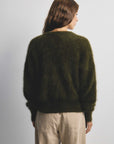 World Of Nomads Frankie Cashmere Crew Neck Cardigan Moss