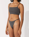 Zulu and Zephyr Rib Curve Thong Brief Charcoal