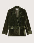Courtney Zheng Xander Silk Velvet Corduroy Blazer Moss