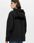 Camilla and Marc Grid Flocking Logo Hoodie Black