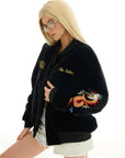 The Tales Tokyo Dragon Embroidered Velvet Bomber Jacket