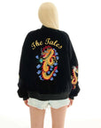 The Tales Tokyo Dragon Embroidered Velvet Bomber Jacket