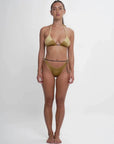 About Rose Hyde Triangle String Top Gold