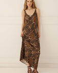 Spell Damask Bias Dress Walnut