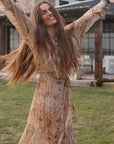Spell Damask Button Through Gown Chai