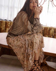 Spell Damask Ruffle Skirt Chai