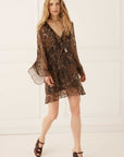 Spell Damask Tunic Mini Dress Walnut