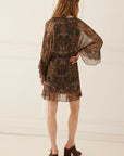 Spell Damask Tunic Mini Dress Walnut