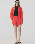 Bassike Crushed Cotton Oversized Shirt Red