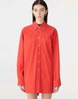 Bassike Crushed Cotton Oversized Shirt Red