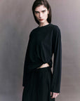 Courtney Zheng Elena Pima Cotton Long Sleeve Top Black