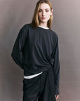 Courtney Zheng Elena Pima Cotton Long Sleeve Top Pewter