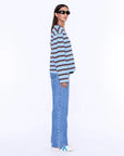 Ena Pelly Maria Boxy Long Sleeve Tee Blue Brown Stripe