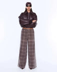 Ena Pelly Myla Wide Leg Pant Burgundy Check