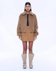 Ena Pelly Maeve Wool Blend Bomber Sand