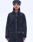 Ena Pelly Emma Utility Suede Jacket Vintage Black