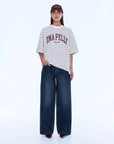 Ena Pelly Maeve Relaxed Tee Burgundy Stripe