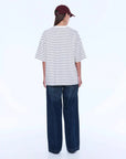 Ena Pelly Maeve Relaxed Tee Burgundy Stripe