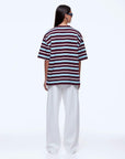 Ena Pelly Maeve Relaxed Tee Plum Blue Stripe