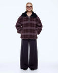 Ena Pelly Winnie Quarter Zip Burgundy Check