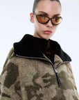 Ena Pelly Winnie Quarter Zip Camo