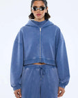 Ena Pelly Tia Cropped Zip Jacket Indigo