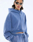 Ena Pelly Tia Cropped Zip Jacket Indigo