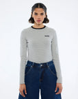 Ena Pelly Nelly Long Sleeve Stripe Tee Monochrome