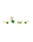 Jolie and Deen Lilly Stud Set Green Blue Gold