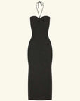 Shona Joy Eve Twist Front Halter Midi Dress Black