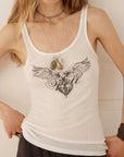 Spell Eagle and Locket Singlet Antique White