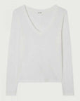 American Vintage Gamipy Long Sleeve V Neck T Shirt White