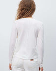American Vintage Gamipy Long Sleeve V Neck T Shirt White