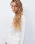 American Vintage Gamipy Long Sleeve V Neck T Shirt White