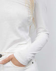 American Vintage Gamipy Long Sleeve V Neck T Shirt White