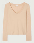 American Vintage Gamipy Long Sleeve T Shirt V Neck Sand