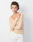 American Vintage Gamipy Long Sleeve T Shirt V Neck Sand