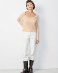 American Vintage Gamipy Long Sleeve T Shirt V Neck Sand
