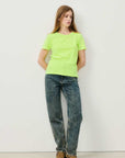 American Vintage Gamipy Short Sleeve Crew Neck T Shirt Fluo