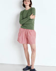 American Vintage Gamipy Long Sleeve T Shirt Crew Neck Basil