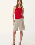 Rowie Zoe Contrast Knit Tank Flame Red