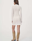 Rowie Galo Flower Lace Mini Long Sleeve Dress Creme