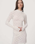 Rowie Galo Flower Lace Mini Long Sleeve Dress Creme