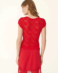 Rowie Galo Sunflower Lace Tee Flame Red
