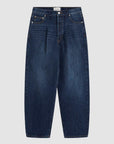 St Agni Mid Rise Pleat Barrel Jeans Dark Indigo