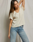 Perfectwhitetee Hendrix Cotton Boxy V Neck Tee Sugar