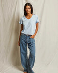 Perfectwhitetee Hendrix Cotton Boxy V Neck Tee Sky Blue